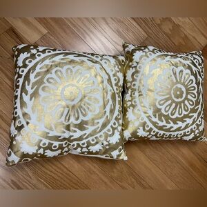 Elegant Gold and White Decorative Pillows